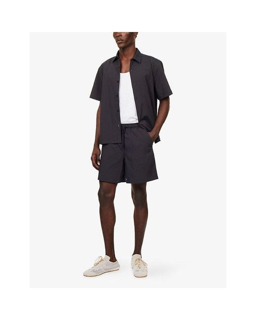 Percival Blue Rowan Seersucker Swim Shorts for men