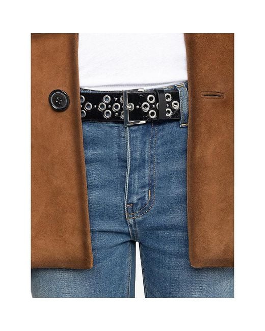 Zadig & Voltaire White Starlight Eyelets Leather Belt