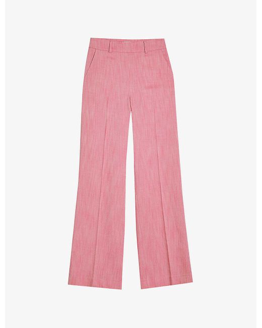 Ted Baker Pink Hirokot Pressed-crease Wide-leg High-rise Woven Trousers