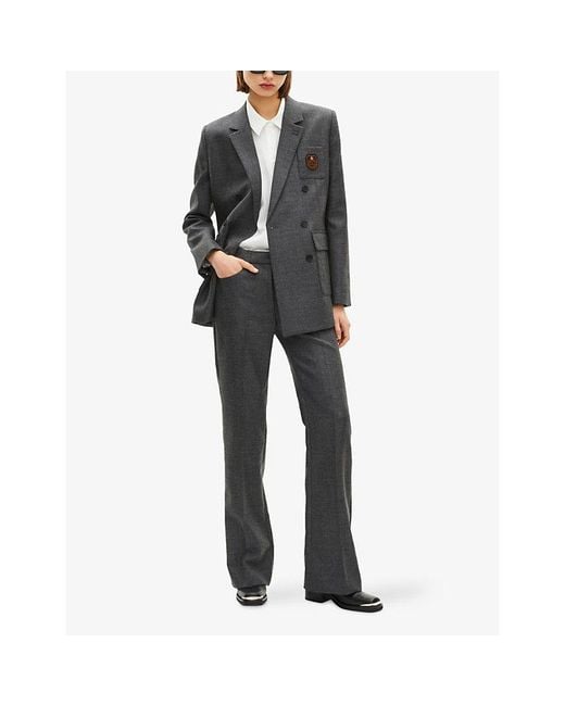 The Kooples Gray Crest Double-Breasted Wool Blazer