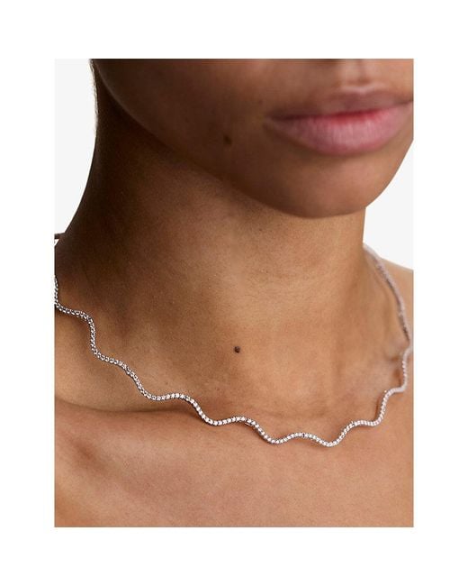 Astrid & Miyu Metallic Ripple Tennis-Plated Sterling Necklace