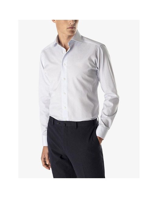 Eton of Sweden Blue Business Point-Collar Regular-Fit Cotton-Poplin Shirt for men