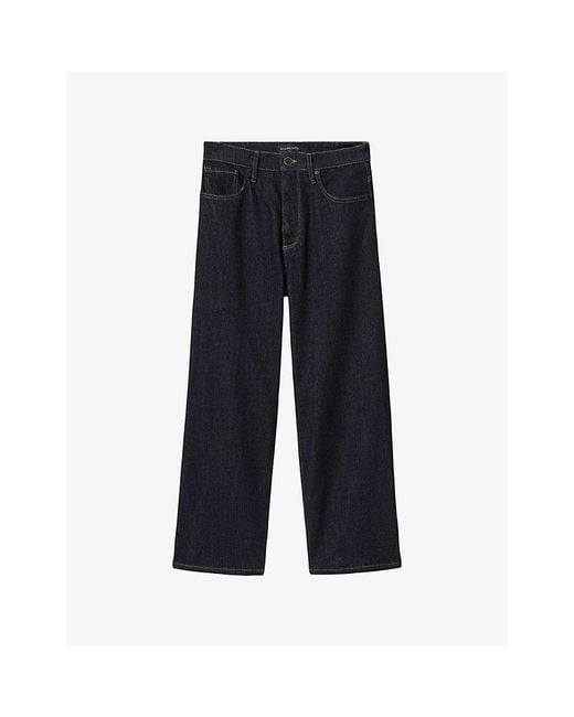 AllSaints Blue Sadie Barrel-Leg Mid-Rise Stretch-Denim Jeans