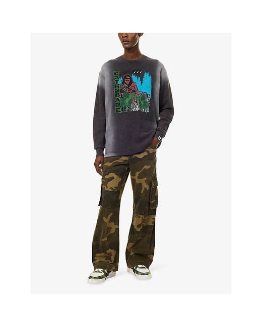 A Bathing Ape Gray Bape Military Graphic Waffle Cotton-Jersey T-Shirt for men