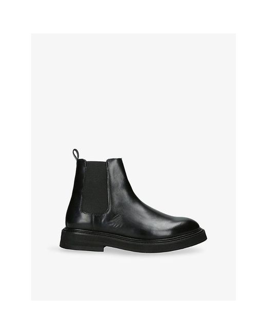 VINNY'S Black Officer Leather Chelsea Boots for men