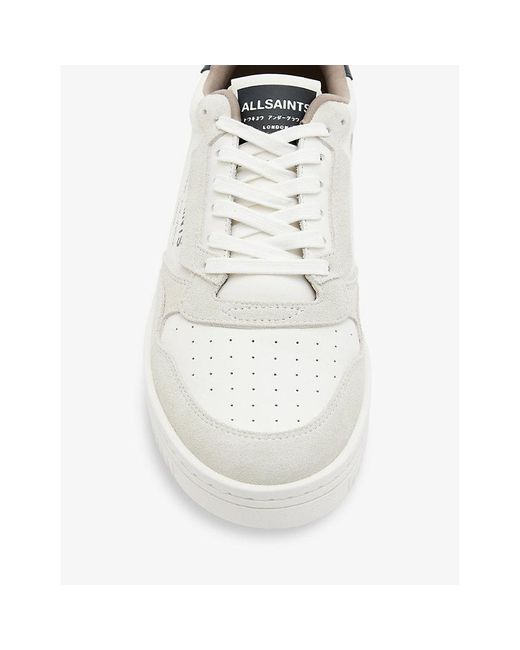 AllSaints White Regan Logo-print Leather Low-top Trainers for men