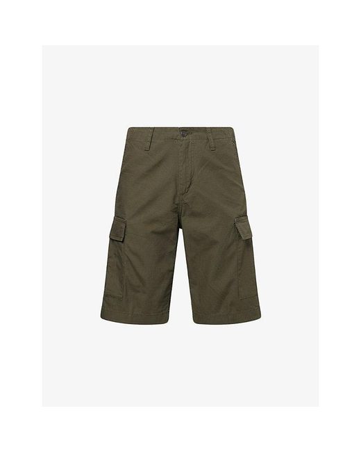 Carhartt Green Regular Patch-Pocket Cotton Cargo Shorts for men