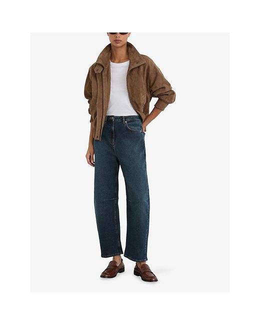 Reiss Blue Levitt Barrel-Leg Denim Jeans