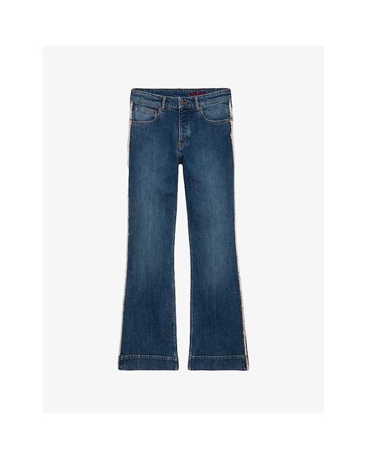 Zadig & Voltaire Blue Vintage Vincente Flared-Leg High-Rise Stretch-Denim Jeans