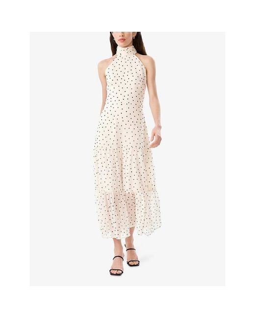 OMNES White Romeo Polka-Dot Chiffon Maxi Dress