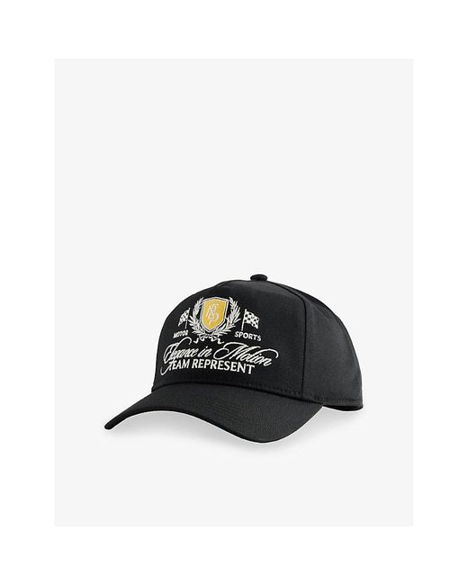 Represent Black Crest-Embroidered Cotton Cap for men