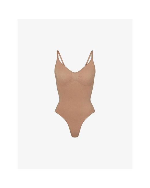 Skims White Seamless Sculpt Fitted Stretch-Woven Body