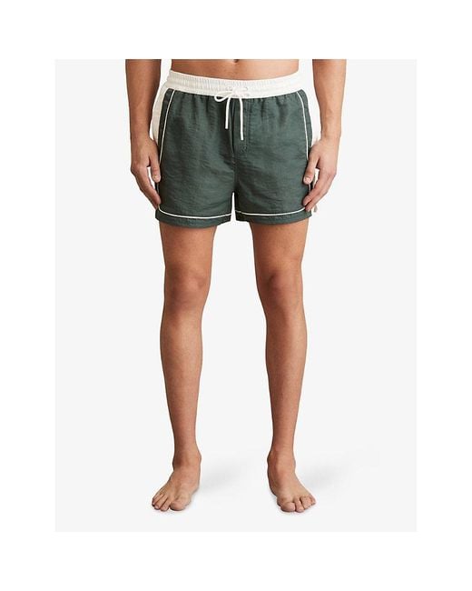 Reiss Green Cano Colour-Block Piped-Trim Swim Shorts for men