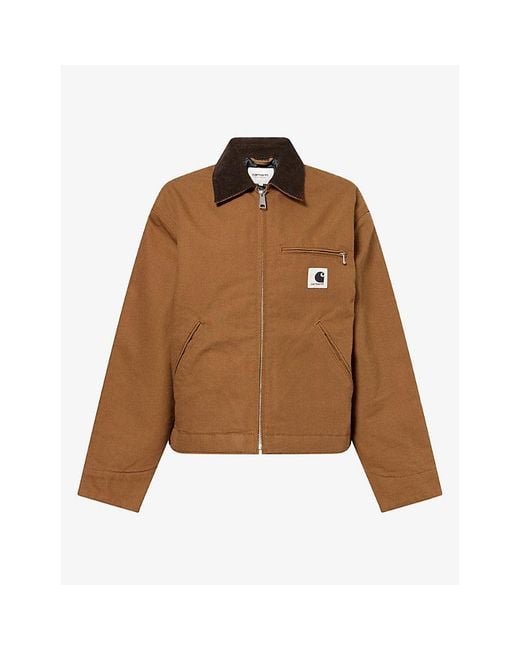 Carhartt Brown Og Detroit Brand-Logo Cotton Jacket