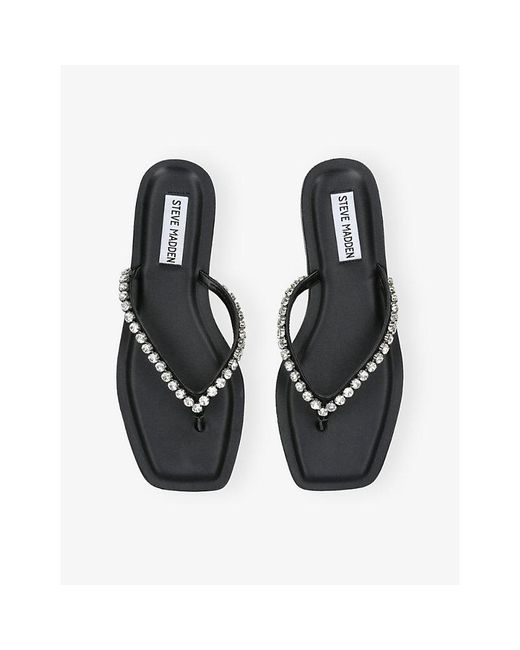 Steve Madden Black Kustom 001 Embellished Woven Sandals