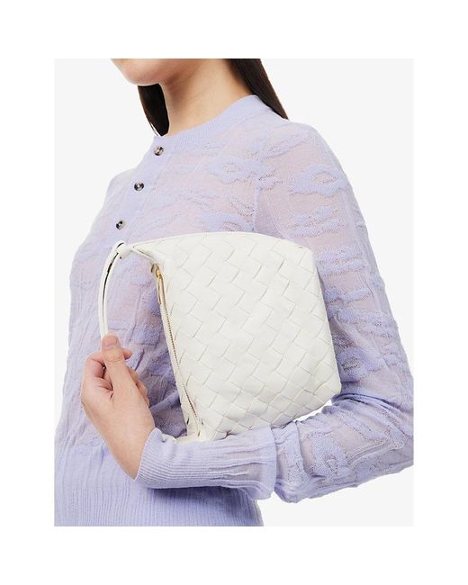 Bottega Veneta White Wallace Leather Top-handle Bag