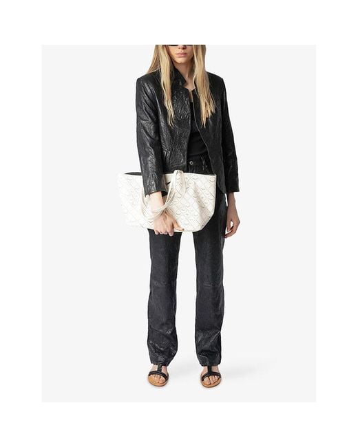 Zadig & Voltaire White Logo-Print Coated-Canvas Xl Shopper