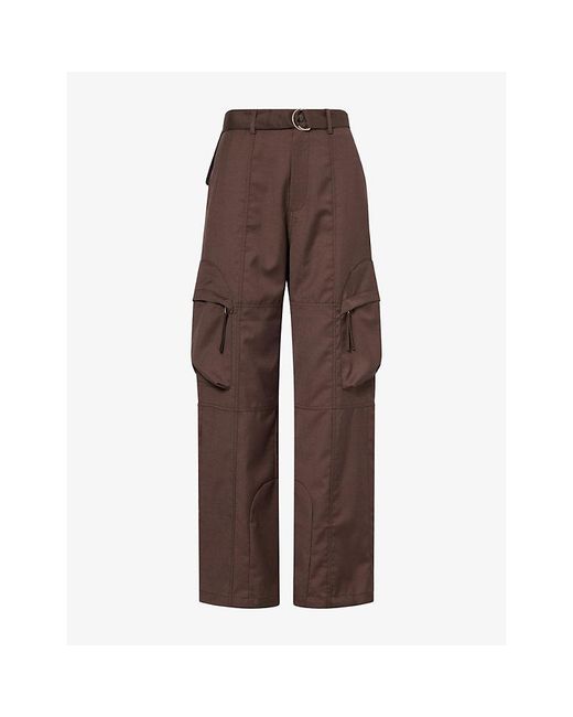 Frankie Shop Brown Kelly Woven Cargo Trousers