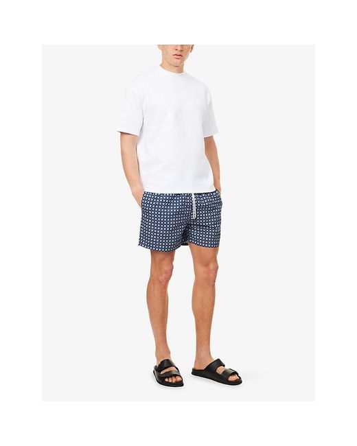 Arne Blue Mosaic Drawstring Swim Shorts for men