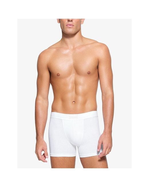 Skims White Cotton Pack Of Three 3-Inch Boxer Briefs for men
