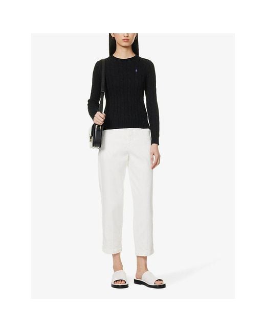 Polo Ralph Lauren Black Julianna Brand-Embroidered Regular-Fit Cotton-Knit Jumper