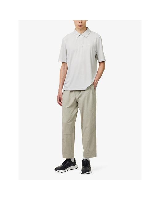 Manors White Outsider Short-Sleeved Woven Polo Shirt for men
