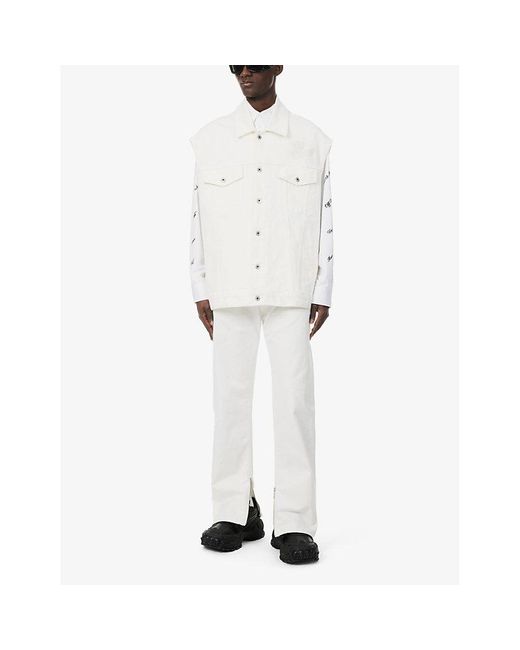 Off-White c/o Virgil Abloh White 90s Logo-embroidered Oversized Denim Vest for men