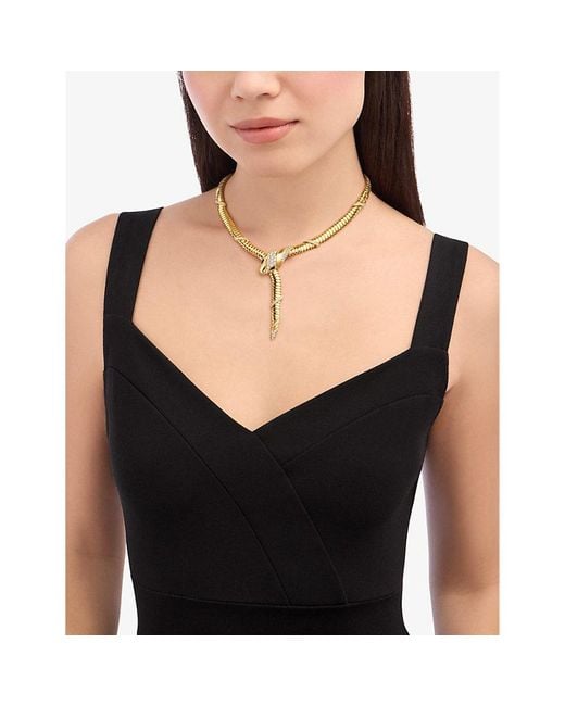 BVLGARI White Serpenti Tubogas 18Ct- 3.08Ct Brilliant-Cut Diamond And Onyx Necklace