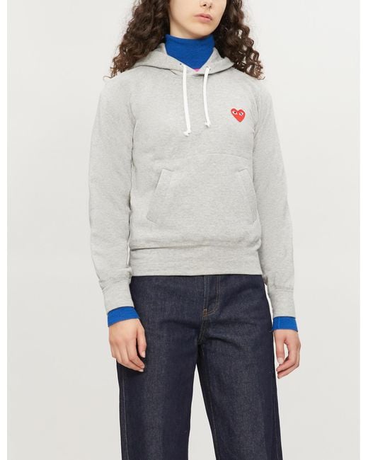 Comme Des Garcons Play Women's Gray Pullover Hoodie Jordan Ubuy