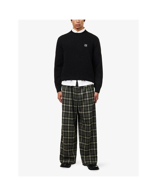 Loewe Black Anagram-Embroidery Crewneck Wool Jumper for men