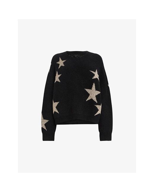 AllSaints Black Star-detail Knitted Jumper
