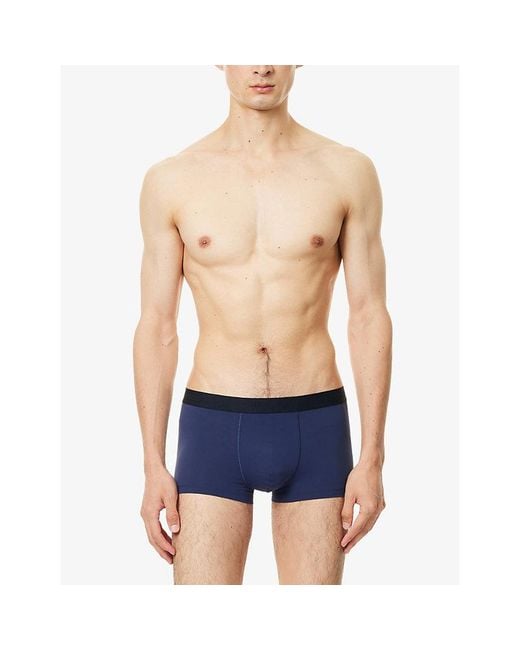 Hanro Blue Micro-Touch Branded-Waistband Stretch-Jersey Trunks for men