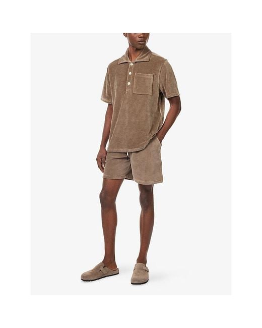 Oas Natural Cotton-Blend Velour Shorts for men