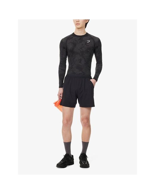 GYMSHARK Blue Studio Logo-Print Stretch-Woven Shorts for men
