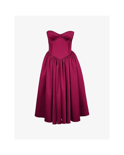 House Of Cb Purple Coco Satin Midi Dress