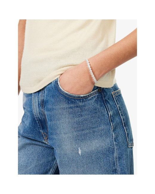 Lisa Gozlan White The Mini Pavé Happy Face-Plated Brass And Cubic Zirconia Bracelet