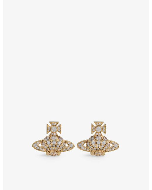 Vivienne Westwood Natural Natalina Brass And Cubic Zirconia Earrings