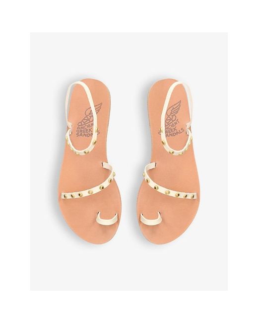Ancient Greek Sandals Natural Eleftheria Bee Studded Leather Sandals
