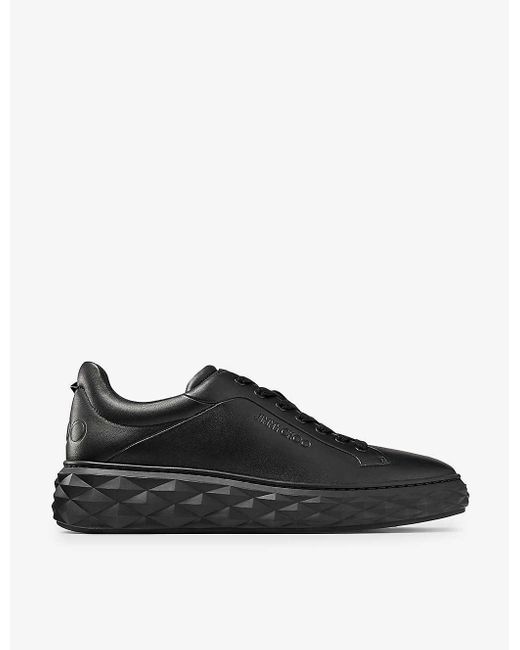 Jimmy Choo Black Diamond Maxi Logo-embossed Leather Low-top Trainers