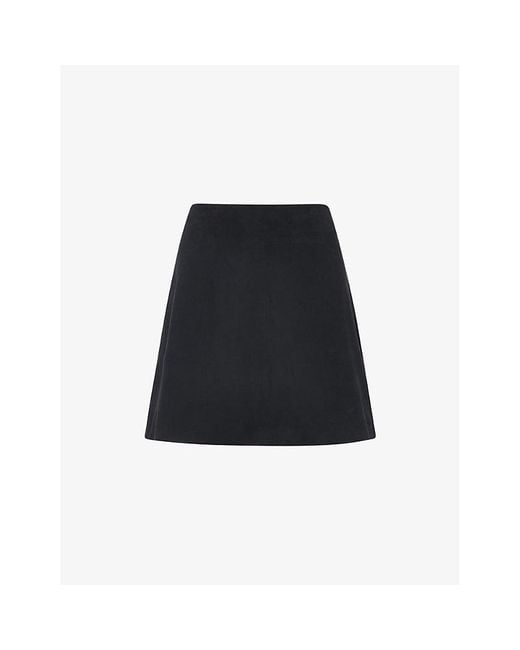 Whistles Black A-Line Suede Mini Skirt