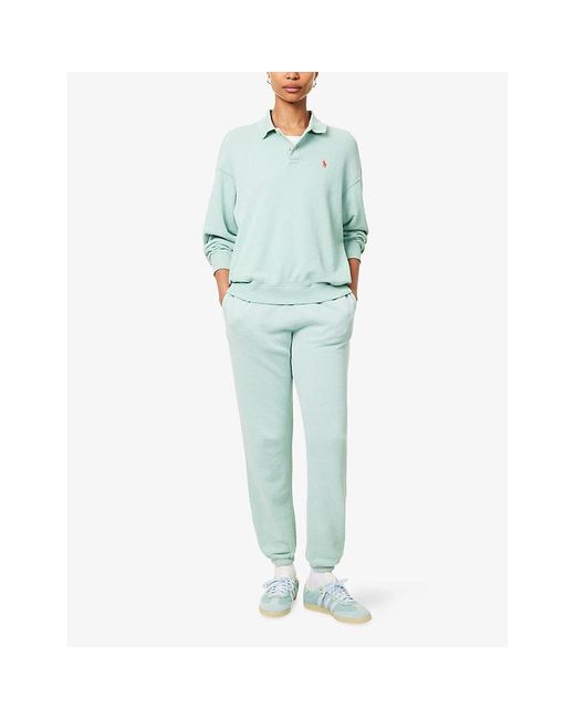 Polo Ralph Lauren Green Logo-Embroidery Lightweight Fleece Athletic Cotton-Jersey Jogging Bottoms