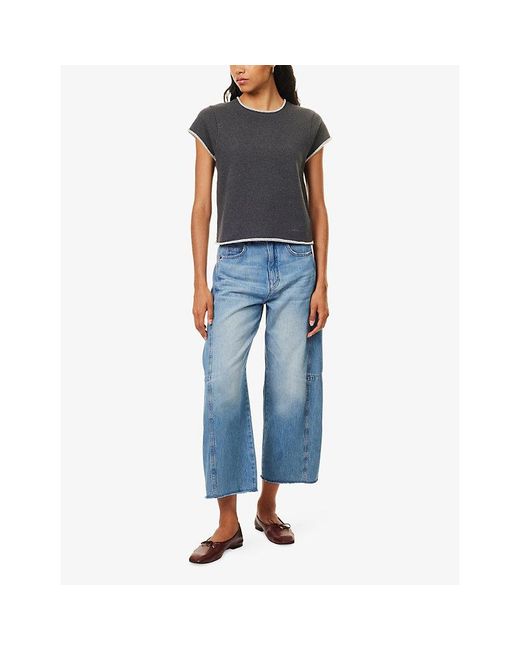 ME+EM Gray Baby Tee Cropped Cotton Sweatshirt Top