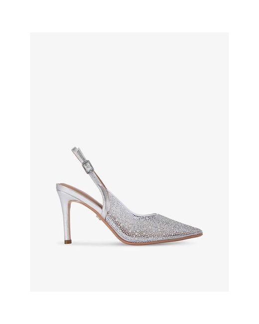 Carvela Kurt Geiger White Lovebird Rhinestone-Embellished Vinyl Slingback Courts