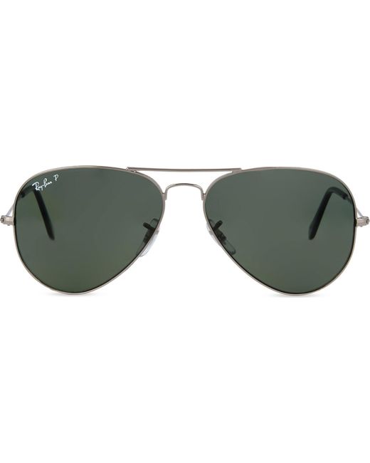 Ray-Ban Black Original Aviator Gunmetal-frame Sunglasses Rb3025 58 for men