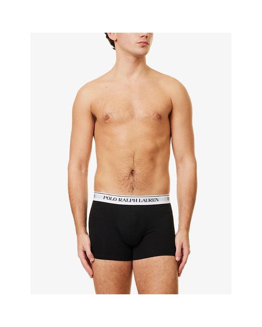 Polo Ralph Lauren Blue Logo-Waistband Classic-Fit Pack Of Three Stretch-Cotton Trunks for men