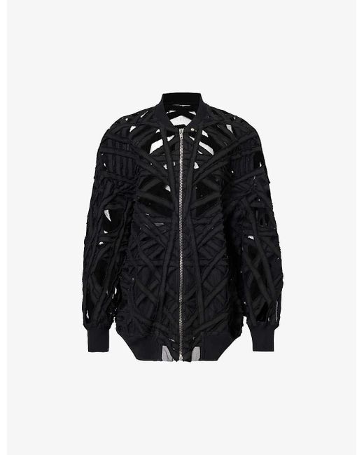 Rick Owens Black Panelled Relaxed-fit Woven Jacket