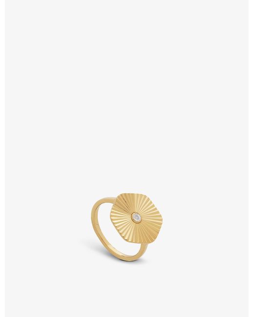 Monica Vinader Metallic Disco 18ct Recycled Yellow Gold-plated Vermeil Sterling Silver And 0.05ct Diamond Ring