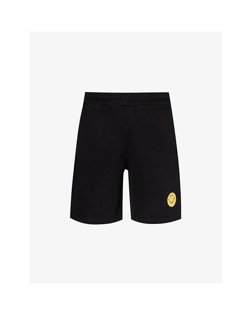 Market Black Smiley-appliqué Mid-rise Cotton-jersey Shorts for men