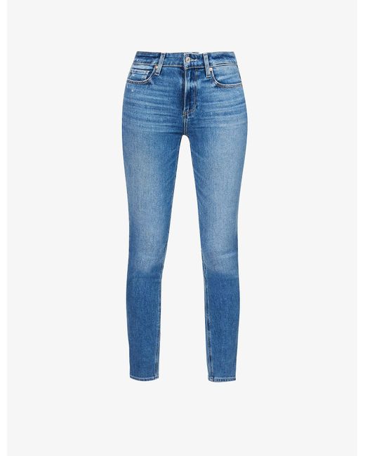 PAIGE Hoxton Ankle Cropped Skinny High-rise Stretch-denim Jeans in Blue ...