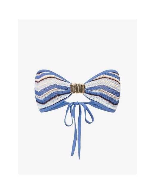 Devon Windsor Blue Samira Bandeau Knitted Bikini Top